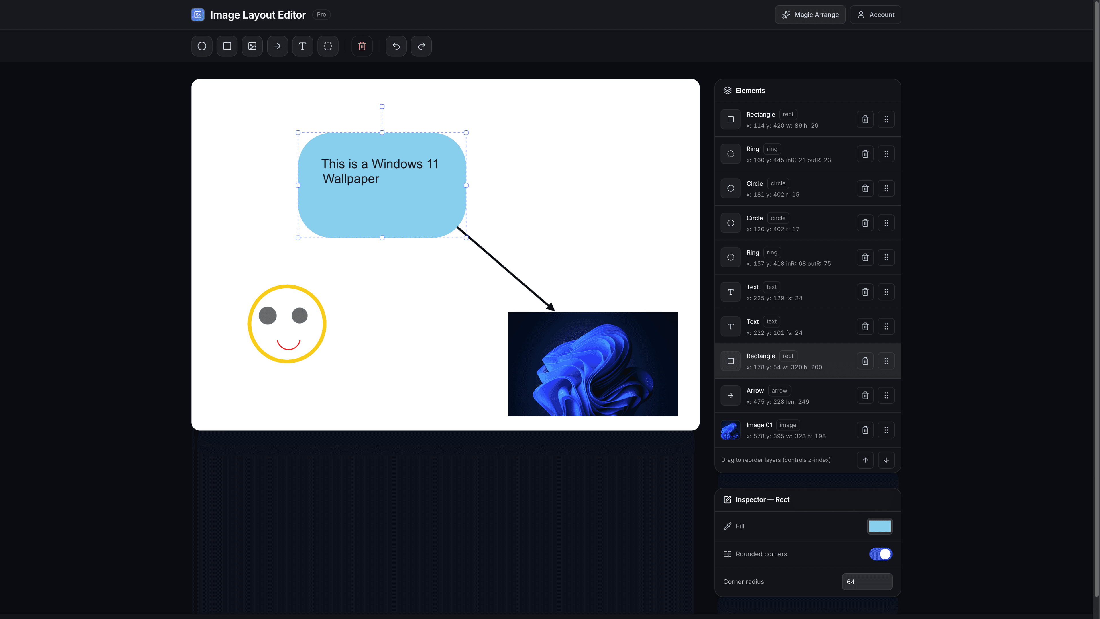 ImageLayoutBuilder canvas layout editor interface